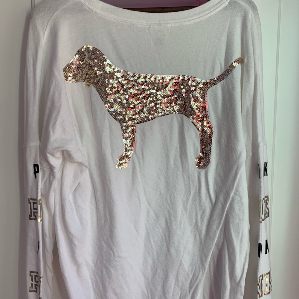 PINK White Sparkle Tee